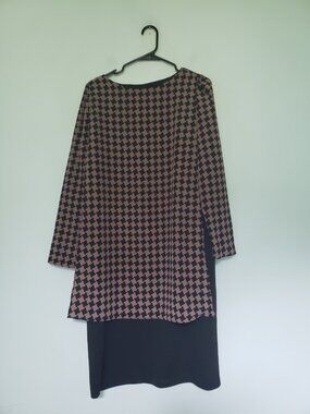 Vtg Toni Todd Womens M Sheath Dress Brown Houndstooth Retro Lightweight Sheer
